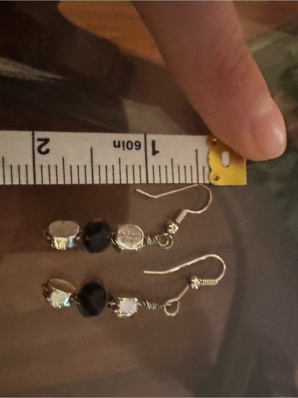 Women’s Silver-Tone Earrings with Black Faceted Beads